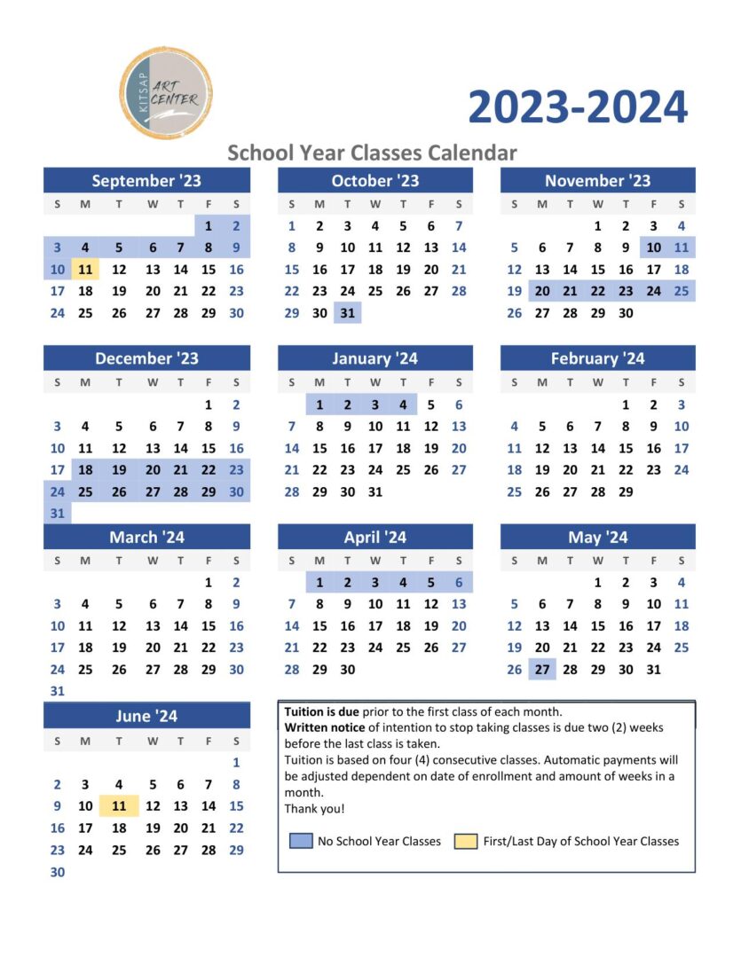 2023-2024 School Year Class Calendar