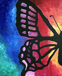 Painting of a Butterfly Silhouette in Black