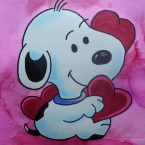 A valentine day camp painting of snoopy