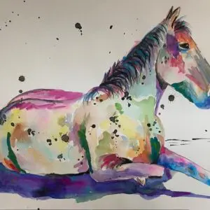 Sketch painting of a horse in multicolor