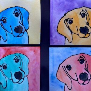 Sketch painting of collage of dog